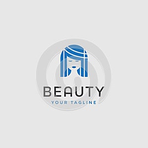 Beauty woman fashion logo. Abstract girl face symbol modern