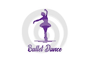 Beauty Woman Girl Lady Ballerina Silhouette Dancing Ballet Logo Design