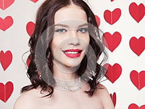 Beauty woman with hearts