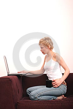 Beauty woman with laptop