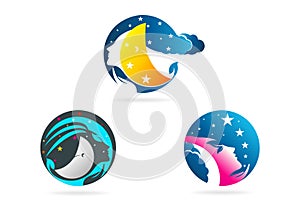 Beauty woman logo, moon female concept design