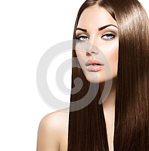 Beauty woman with long healthy brown hair