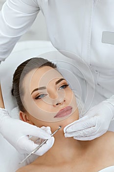 Beauty. Woman On Mechanical Facial Cleansing At Cosmetology