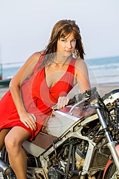 Beauty woman on motorcycle