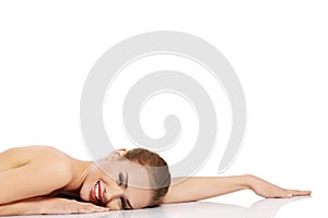 Beauty woman portrait. Beautiful model girl with perfect fresh clean skin. Body care concept