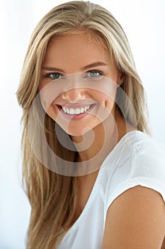 Beauty Woman Portrait. Girl With Beautiful Face Smiling