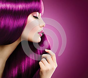 Beauty woman with purple hair photo