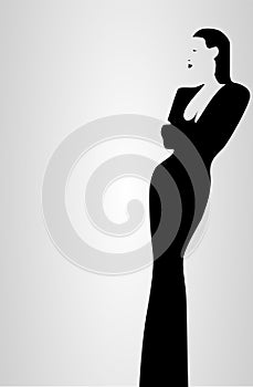 Beauty Woman silhouette in contrast backlight. Vector. Illustration.