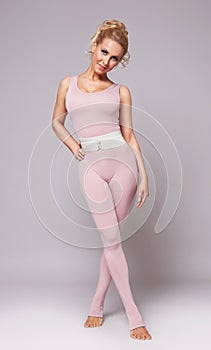 Beauty woman sport yoga pilates fitness body shape clothes