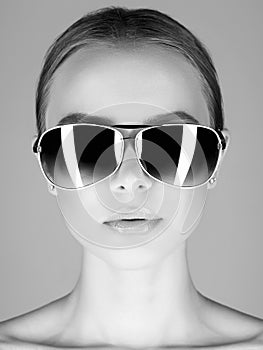 Beauty woman in sunglasses.female face