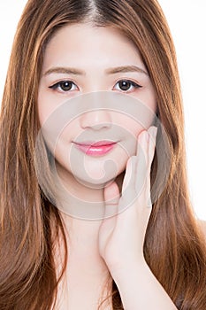 Beauty woman touch face