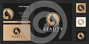 beauty women logo design and business card. good use for salon, spa, yoga, fashion logo company