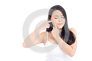 Beauty young asian woman is a acne, zit treatment, problem beautiful face.