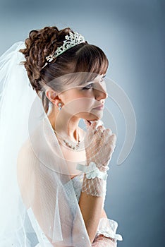 Beauty young bride dressed in wedding dress