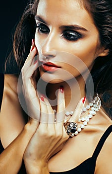 Beauty young woman with jewellery close up, luxury portrait of