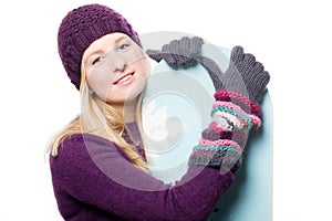 Beauty young woman with snowboard