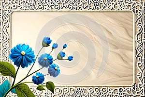 Beautyful blue flowers on a frame - card for gratulations photo