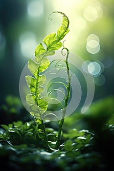 Beautyful ferns leaves green foliage natural floral fern background in sunlight