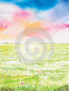 Beautyful landscape watercolor painted