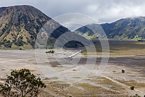 Beautyful Volcanic landscape in the crater of Mount Bromo, Java, Indonesia