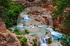 Beaver Falls in Havasupai near Grand Canyon