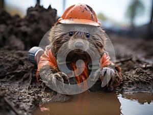 Beaver plumber fixing leak with Canon camera