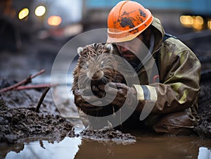 Beaver plumber fixing leak with Canon camera