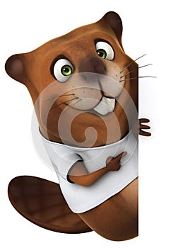 Beaver with a white tshirt