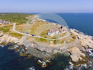 Beavertail Lighthouse aerial view, Rhode Island, USA