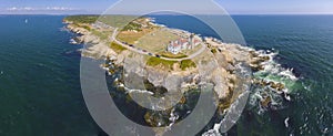 Beavertail Lighthouse aerial view, Rhode Island, USA