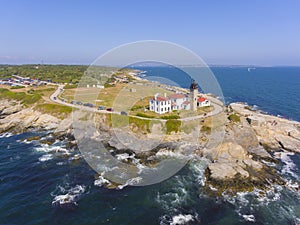 Beavertail Lighthouse aerial view, Rhode Island, USA photo