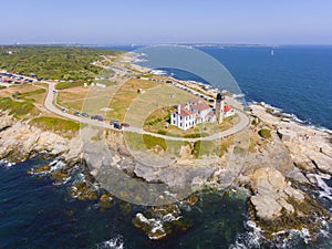 Beavertail Lighthouse aerial view, Rhode Island, USA photo