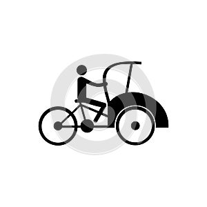 Becak, rickshaw transportation vector icon.