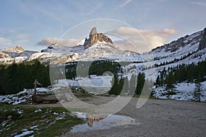 Becco di mezzodi, rocheta and Croda da Lago lake, Cortina d`Ampezzo