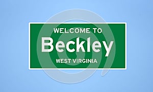 Beckley, West Virginia city limit sign. Town sign from the USA.