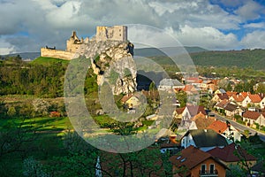 Beckov castle with Beckov village