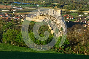 Beckov castle with Beckov village