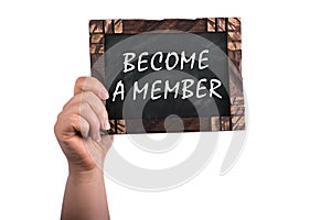 Become a member on chalkboard photo