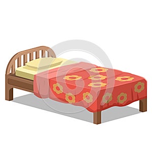 Vector illustrationn bed with red blanket.furniture.interior. photo