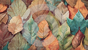 Bed of Autumn dried colorful leafs background