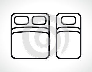 Bed or bedroom line icon