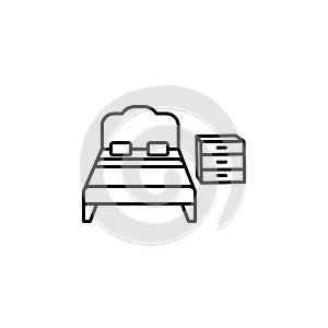 bed, bedstead, family line icon on white background