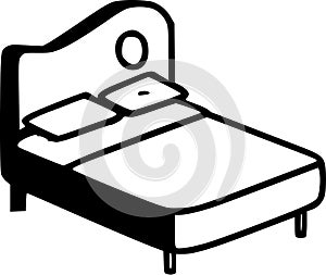 Bed - black and white isolated icon - vector illustration photo