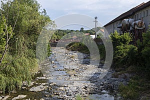 The bed of the Blahnita River in Baile Sacelu, Gorj, Romania.