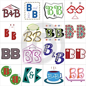 Bed and breakfast logo set