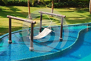 Bed decorate in swimming pool