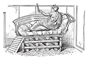 The bed of Dido, vintage engraving photo
