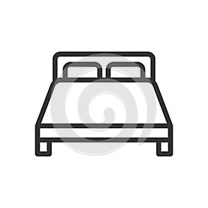 Bed flat line vector icon isolated on white