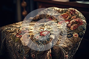 a bed with a floral blanket on top of it