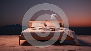 Minimalist Bed Frame Mockup On Dusk Background 7x5 Frame Design photo